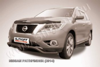 8 799 р. защита переднего бампера Slitkoff  Nissan Pathfinder  R52 (2012-2017) (Цвет: серебристый). Увеличить фотографию 1