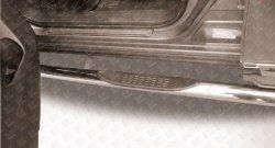 13 949 р. Защита порогов с пластиковыми вставками для ног из круглой трубы диаметром 76 мм Slitkoff Nissan Pathfinder R52 дорестайлинг (2012-2017) (Нержавейка, Полированная). Увеличить фотографию 3