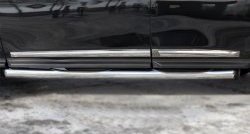 20 749 р. Защита порогов с пластиковыми вставками для ног из круглой трубы диаметром 76 мм Russtal  Nissan Pathfinder  R52 (2012-2017) (Защита порогов с со скосами на торцах (вариант 1)). Увеличить фотографию 2