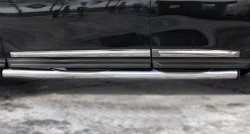 20 749 р. Защита порогов с пластиковыми вставками для ног из круглой трубы диаметром 76 мм Russtal  Nissan Pathfinder  R52 (2012-2017) (Защита порогов с со скосами на торцах (вариант 1)). Увеличить фотографию 9