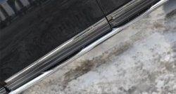 20 749 р. Защита порогов с пластиковыми вставками для ног из круглой трубы диаметром 76 мм Russtal  Nissan Pathfinder  R52 (2012-2017) (Защита порогов с со скосами на торцах (вариант 1)). Увеличить фотографию 1