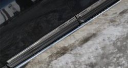 30 649 р. Защита порогов с круглыми вставками для ног из овальной трубы диаметром 120x60 мм Russtal  Nissan Pathfinder  R52 (2012-2017). Увеличить фотографию 1