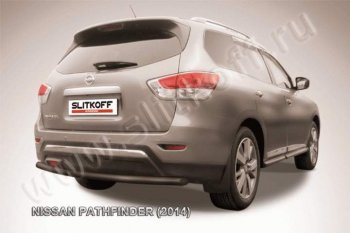 7 199 р. Защита задняя Slitkoff  Nissan Pathfinder  R52 (2012-2017) (Цвет: серебристый). Увеличить фотографию 1