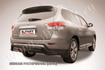 11 249 р. Защита задняя Slitkoff  Nissan Pathfinder  R52 (2012-2017) (Цвет: серебристый). Увеличить фотографию 1
