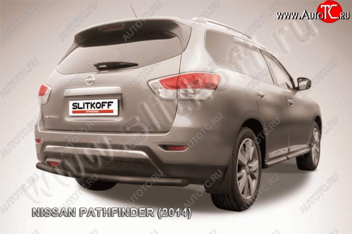9 999 р. Защита задняя Slitkoff  Nissan Pathfinder  R52 (2012-2017) (Цвет: серебристый)