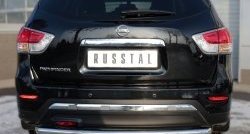 Защита заднего бампера (Ø63 мм, нержавейка) Russtal Nissan Pathfinder R52 дорестайлинг (2012-2017)