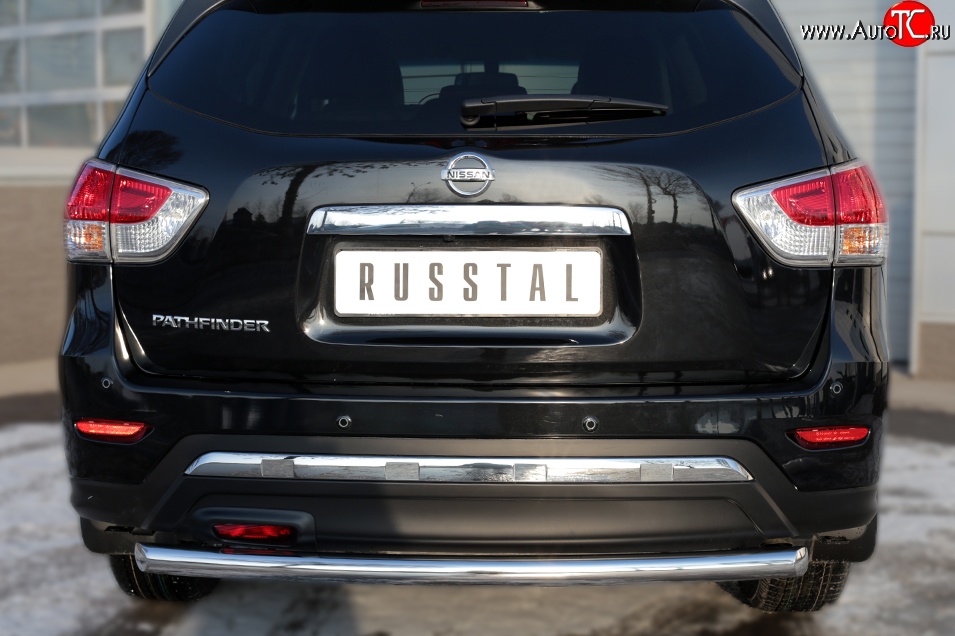 11 999 р. Защита заднего бампера (Ø63 мм, нержавейка) Russtal  Nissan Pathfinder  R52 (2012-2017)