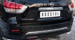 5 399 р. Защита заднего бампера (Ø63 мм уголки, нержавейка) Russtal  Nissan Pathfinder  R52 (2012-2017). Увеличить фотографию 2