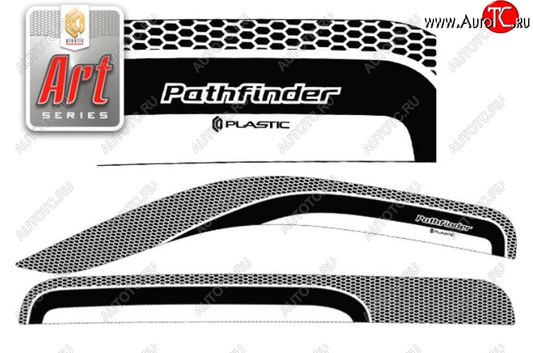 2 399 р. Дефлектора окон CA-Plastic  Nissan Pathfinder  R51 (2009-2014) (Серия Art белая, Без хром.молдинга)