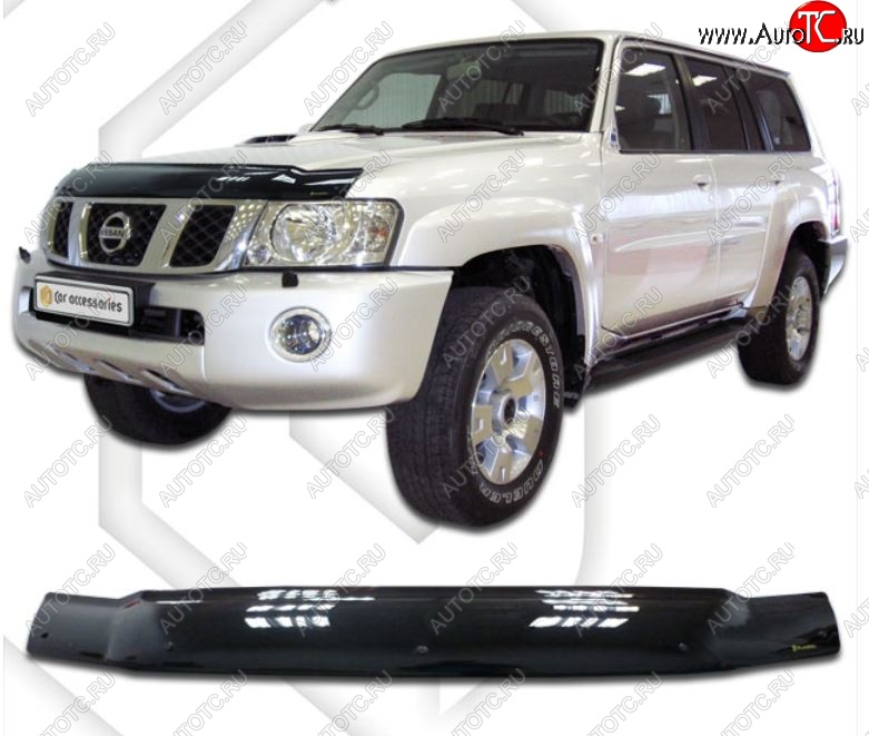 2 059 р. Дефлектор капота CA-Plastiс  Nissan Patrol  5 (2004-2010) (Classic черный, Без надписи)