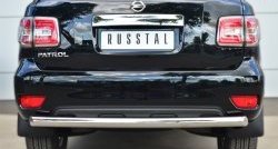 Защита заднего бампера (Ø76 мм, нержавейка) Russtal Nissan Patrol 6 Y62 рестайлинг (2014-2017)