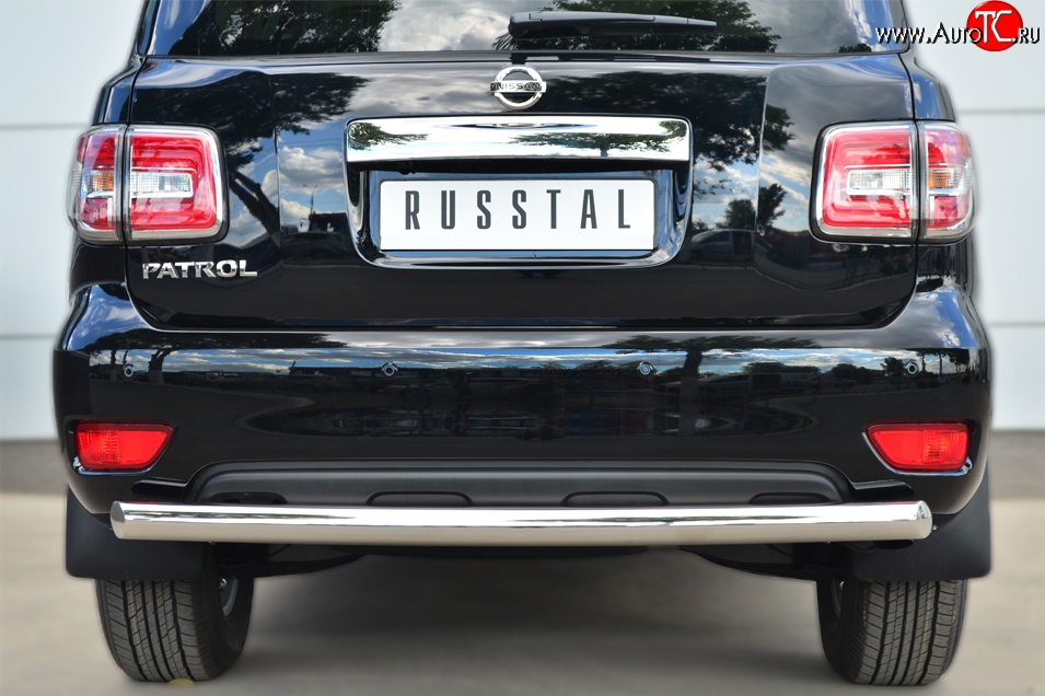14 599 р. Защита заднего бампера (Ø76 мм, нержавейка) Russtal  Nissan Patrol  6 (2014-2017)