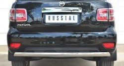 Защита заднего бампера (Ø75x42 мм, нержавейка) Russtal Nissan Patrol 6 Y62 рестайлинг (2014-2017)
