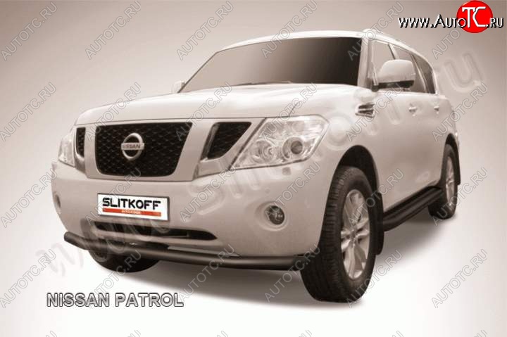 13 799 р. Защита переднего бампер Slitkoff  Nissan Patrol  6 (2010-2014) (Цвет: серебристый)