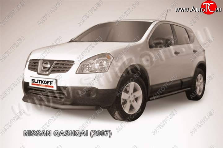 6 349 р. Защита переднего бампер Slitkoff  Nissan Qashqai  1 (2007-2010) (Цвет: серебристый)