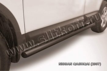 8 349 р. Защита порогов Slitkoff  Nissan Qashqai  1 (2007-2010) (Цвет: серебристый). Увеличить фотографию 1