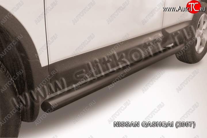 8 349 р. Защита порогов Slitkoff  Nissan Qashqai  1 (2007-2010) (Цвет: серебристый)