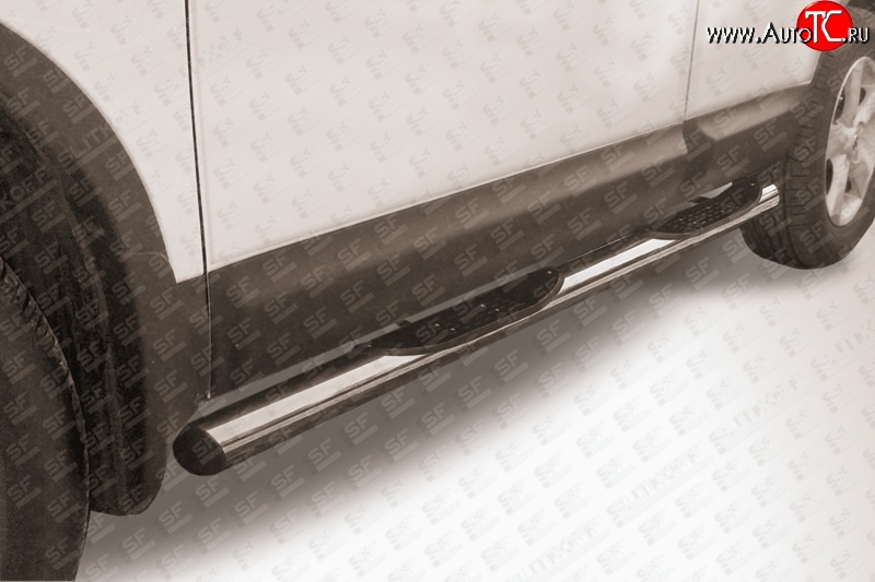 19 649 р. Защита порогов из трубы d76 мм с пластиковыми вставками для ног Slitkoff  Nissan Qashqai  1 (2007-2010) (Нержавейка, Полированная)