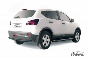 Защита заднего бампера Arbori (черная, 1 труба d57 mm). Nissan Qashqai 1 дорестайлинг (2007-2010)