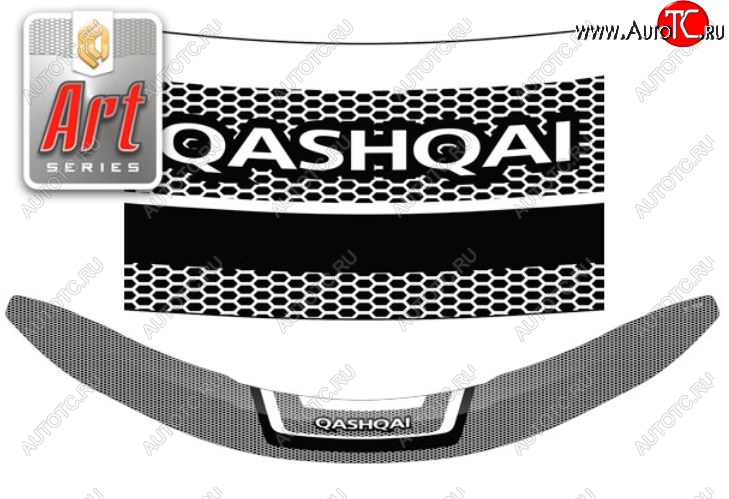 2 199 р. Дефлектор капота CA-Plastiс  Nissan Qashqai  2 (2013-2019) (Серия Art белая)