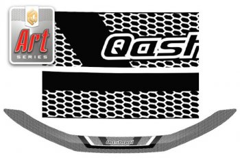 1 999 р. Дефлектор капота CA-Plastiс  Nissan Qashqai  2 (2017-2022) (Серия Art черная). Увеличить фотографию 1