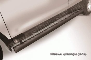 8 449 р. Защита порогов Slitkoff  Nissan Qashqai  2 (2013-2019) (Цвет: серебристый). Увеличить фотографию 1