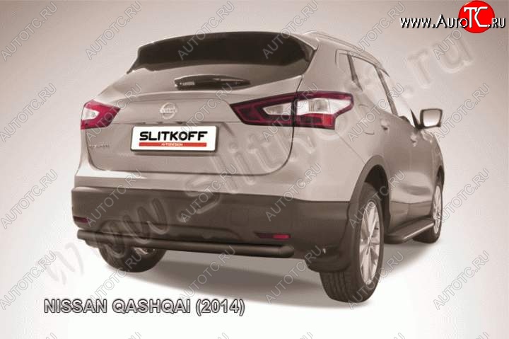 5 999 р. Защита задняя Slitkoff  Nissan Qashqai  2 (2013-2019) (Цвет: серебристый)