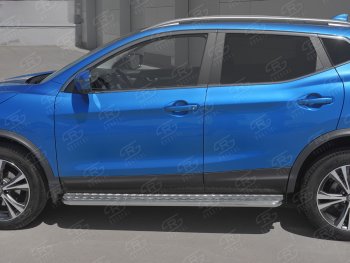 21 449 р. Порожки для ног SLITKOFF (Ø42 мм)  Nissan Qashqai  2 (2017-2022) J11 рестайлинг (Лист алюминиевый, труба - нержавейка). Увеличить фотографию 2