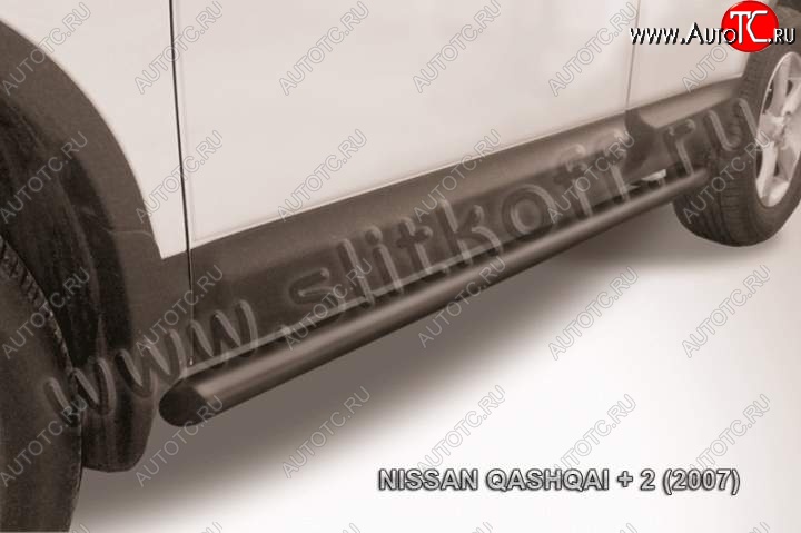 7 749 р. Защита порогов Slitkoff  Nissan Qashqai +2  1 (2008-2010) (Цвет: серебристый)