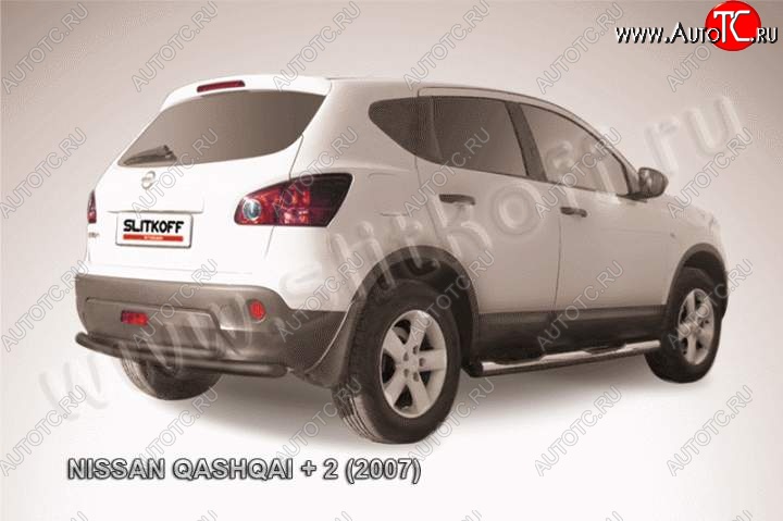 8 099 р. Защита задняя Slitkoff  Nissan Qashqai +2  1 (2008-2010) (Цвет: серебристый)