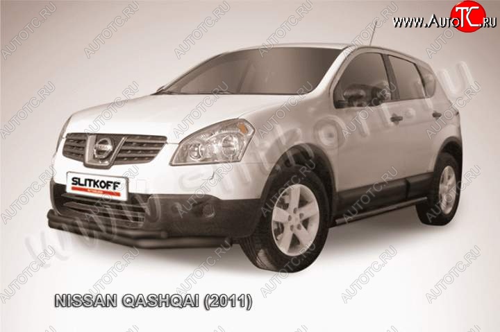 11 399 р. Защита переднего бампер Slitkoff  Nissan Qashqai  1 (2010-2013) (Цвет: серебристый)