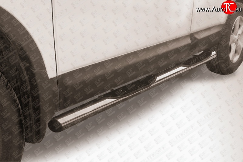 15 299 р. Защита порогов из трубы d76 мм с пластиковыми вставками для ног Slitkoff Nissan Qashqai 1 J10 рестайлинг (2010-2013) (Нержавейка, Полированная)