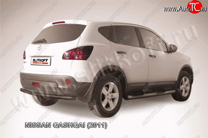 7 649 р. Защита задняя Slitkoff  Nissan Qashqai  1 (2010-2013) (Цвет: серебристый)