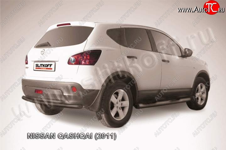 9 949 р. Защита задняя Slitkoff  Nissan Qashqai  1 (2010-2013) (Цвет: серебристый)
