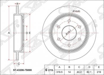1 769 р. Диск тормозной SAT (задний, d 292) Nissan Qashqai 1 J10 рестайлинг (2010-2013). Увеличить фотографию 1