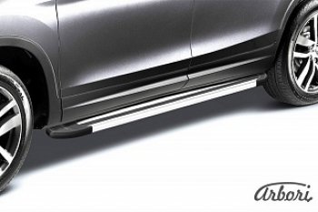 11 789 р. Порожки для ног Arbori Luxe Silver Nissan Terrano D10 дорестайлинг (2013-2016). Увеличить фотографию 1
