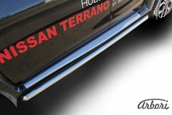 Защита переднего бампера Arbori (нержавейка, 1 труба d57 mm). Nissan Terrano D10 рестайлинг (2016-2022)