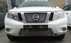 Нижняя сетка на бампер Russtal (хром) Nissan Terrano D10 дорестайлинг (2013-2016)