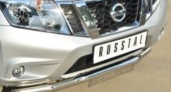 13 999 р. Защита переднего бампера (Ø63 мм волна с надписью, нержавейка) Russtal  Nissan Terrano  D10 (2013-2022). Увеличить фотографию 2