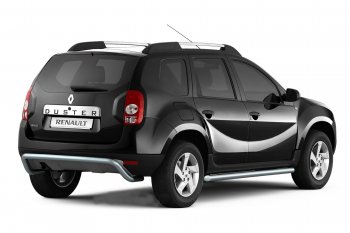 4 299 р. Защита заднего бампера Petroil Tuning (d51) Renault Duster HS дорестайлинг (2010-2015) (Сталь с полимерным покрытием, цвет: Черный (шагрень)). Увеличить фотографию 2