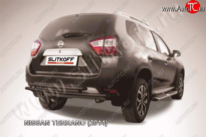 4 499 р. Защита задняя Slitkoff  Nissan Terrano  D10 (2013-2022) (Цвет: серебристый)