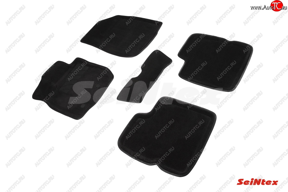 4 099 р. Комплект 3D ковриков в салон (ворсовые / чёрные) Seintex  Nissan Terrano  D10 (2013-2016)