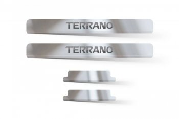 2 499 р. Пороги накладки в проем дверей Petroil Tuning Nissan Terrano D10 дорестайлинг (2013-2016) (Нержавеющая полированная сталь). Увеличить фотографию 1