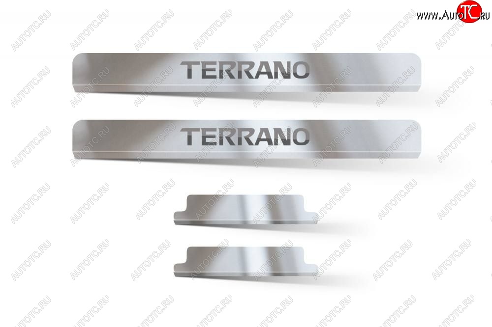 2 299 р. Пороги накладки в проем дверей Petroil Tuning  Nissan Terrano  D10 (2013-2022) (Нержавеющая полированная сталь)