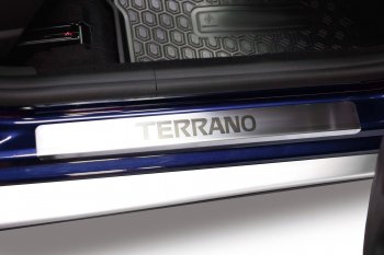 2 499 р. Пороги накладки в проем дверей Petroil Tuning Nissan Terrano D10 дорестайлинг (2013-2016) (Нержавеющая полированная сталь). Увеличить фотографию 2