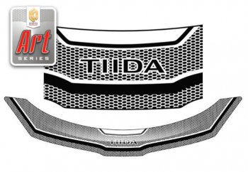 2 499 р. Дефлектор капота CA-Plastiс  Nissan Tiida  1 хэтчбэк (2004-2007) (Серия Art графит). Увеличить фотографию 1