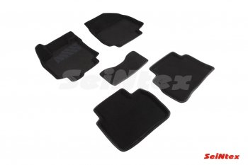 4 799 р. Комплект 3D ковриков в салон (ворсовые / чёрные) Seintex  Nissan Tiida ( 1 хэтчбэк,  1 седан,  1 хэтчбек) (2004-2014). Увеличить фотографию 1