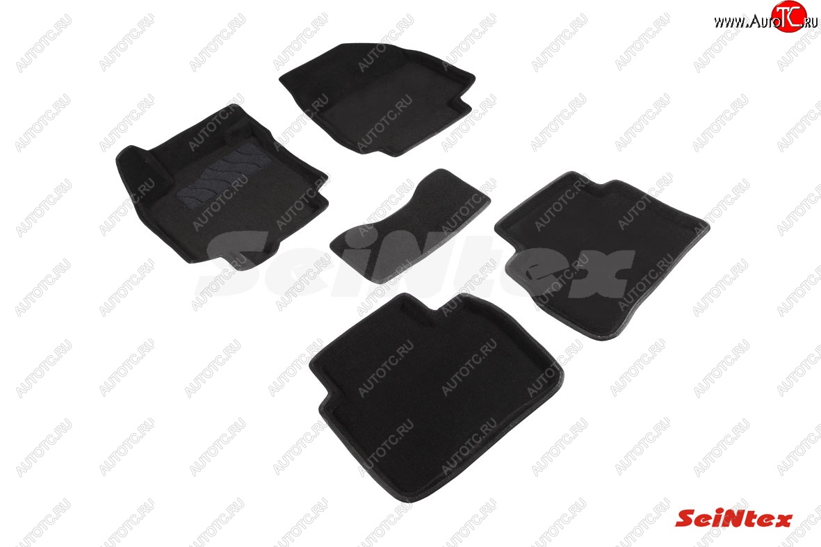4 799 р. Комплект 3D ковриков в салон (ворсовые / чёрные) Seintex  Nissan Tiida ( 1 хэтчбэк,  1 седан,  1 хэтчбек) (2004-2014)