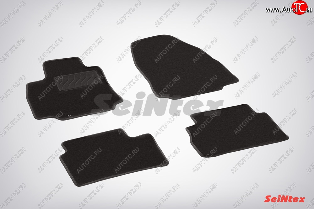 2 499 р. Комплект ворсовых ковриков в салон LUX Seintex Nissan Tiida 2 хэтчбек C12 (2011-2019) (Чёрный)