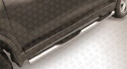 15 349 р. Защита порогов из трубы d76 мм с пластиковыми вставками для ног Slitkoff Nissan X-trail 3 T32 дорестайлинг (2013-2018) (Цвет: нержавеющая полированная сталь). Увеличить фотографию 1